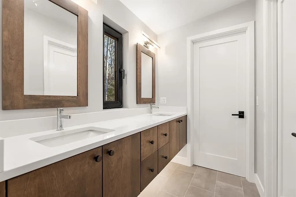 White quartz master vanity — Newton, MA